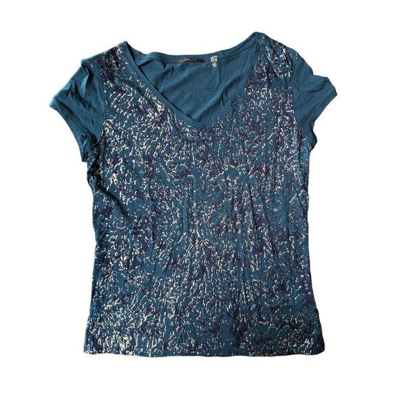 Tahari Short Sleeve Green Shirt with Design Women's Size Large - Picture 1 of 6